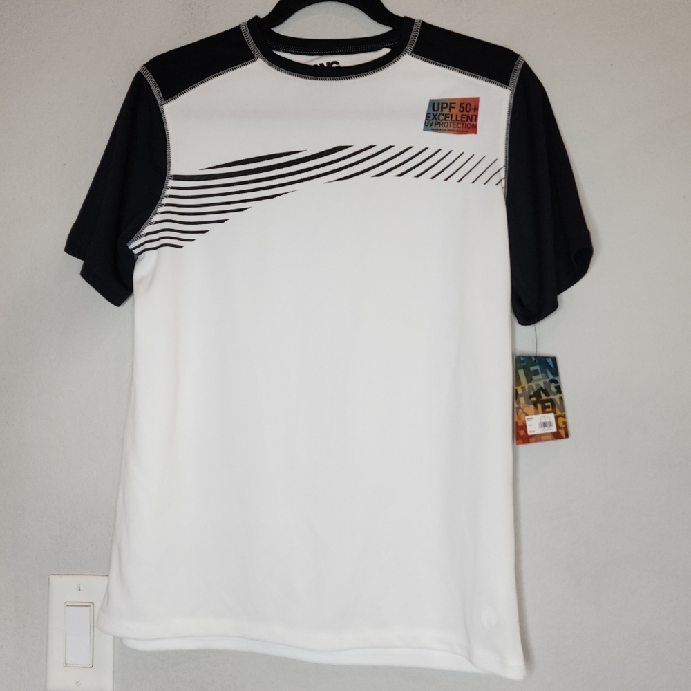 NWT Hang Ten Performace Arch UPF 50+ Tee White Black Boys Size XL